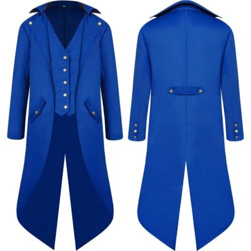 Mens Coat Long Jacket Gothic Steampunk VTG Regency Highwayman Vintage Medieval jacket coat for male M-XXXL