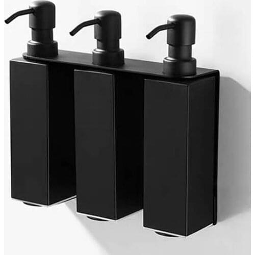 Wall Mount Triple Liquid Soap Dispenser, Stainless Steel Chamber Shower Shampoo Dispenser for Bathroom Home Hotel