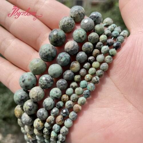 Natural Green Turquoises Faceted Round Beads 6/8/10mm Stone Beads For DIY Necklace Bracelets Jewelry Making 15" Free Shipping