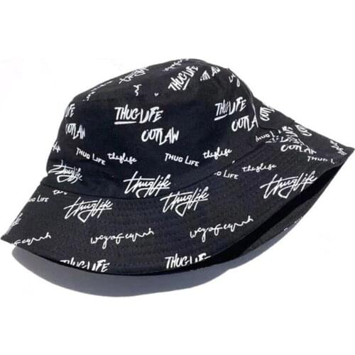 Nieuwe Kpop Emmer Hoed Vrouwen Borduren Letters Double Side Katoen Omkeerbaar Zon Bescherming Cap Mannen Panama Hoed Visser Hoed