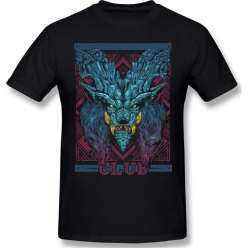 Hunting Club Lunastra Print Cotton Funny T Shirts Monster Hunter Felyne Palico Game Men Fashion Streetwear