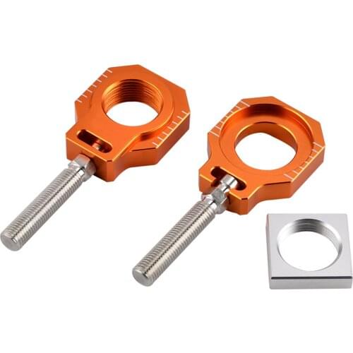 Orange Rear Axle Blocks Chain Adjuster For KTM 125 250 450 SX/SX-F 2000-2012 125-530 EXC EXC-F XC-W XCF-W 2000-2018