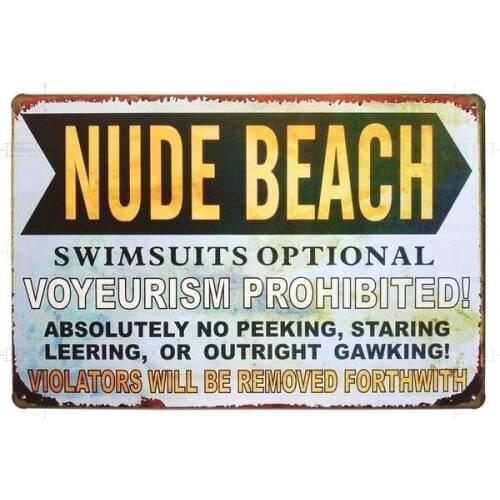 Pintura estampado de moda sandalias de playa trajes de baño opcional voyeurismo prohibido de Metal estaño signo