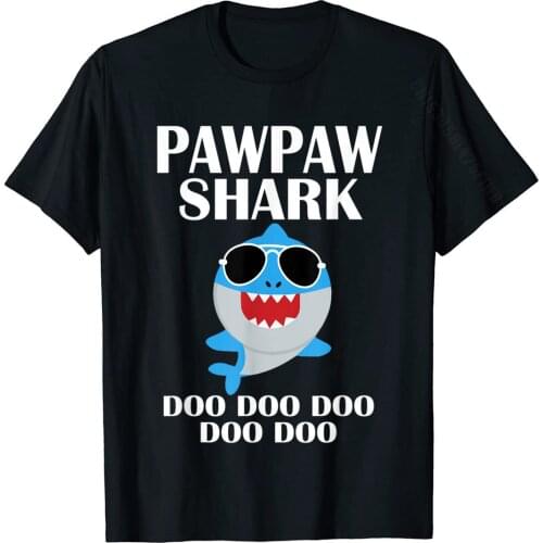 Pawpaw Shark Shirt Doo Doo Doo Fathers Day Pawpaw Christmas T-Shirt Simple Style Tshirts Cute Cotton Mens Tops Shirt Comfortable