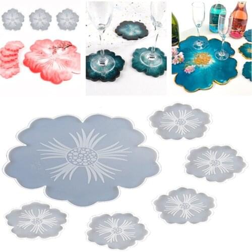 Handmade Coasters Silicone Molds Cherry Flower UV Epoxy Resin Mould Flowers Tray Cup Mat Mold for DIY Crafts Table Decoration