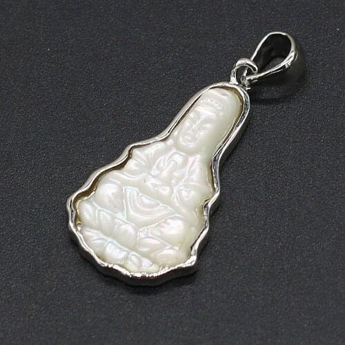 Natural Shell Pendants Necklace Accessories Bodhisattva Shape White Shell Charms For Jewelry Making Bracelet Bless And Protect