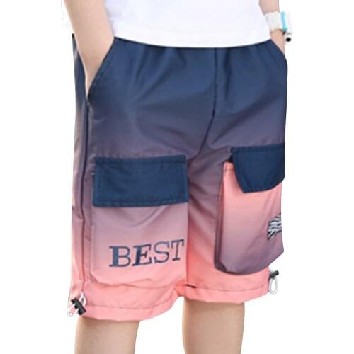 Boys Shorts Kids Fashion Gradient Cargo Shorts Children Summer Beach Loose Shorts Casual Sports Pants Boys Clothing 3-14 Years