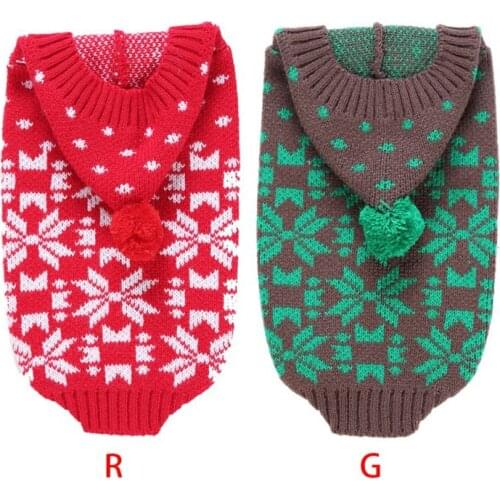 Christmas Warm Dog Hooded Sweaters Dog Clothes Snowflake Pet Cat Clothing Knitwear Coat Cute Dog Knitted Hoodies Pet Outfits