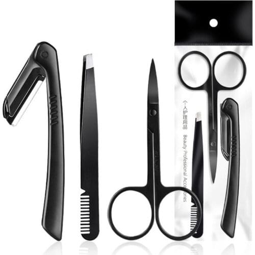 Stainless Steel Foldable Eyebrow Trimmer For Beginners Eyebrow Trimmer With Comb Eyebrow Curler And Eyelash Brush Makeup Tools