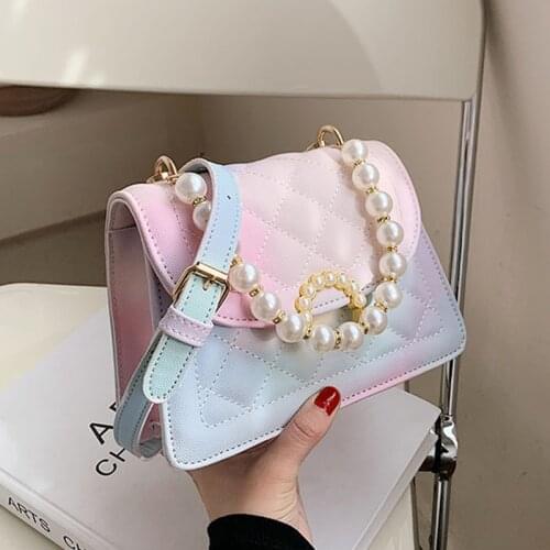SWDF PU Leather Gradient r Crossbody Bags for Women 2021New Fashion Small Shoulder Bag Female Handbags and Purses Travel Bags