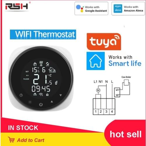Tuya Wifi Circular Water Underfloor Heating System Boiler Thermostat Round Digital Thermostat Compatible With Alexa Google Home