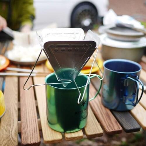 Outdoor camping coffee drip holder filter cup 304 stainless steel foldable portable coffee stove coffee filter