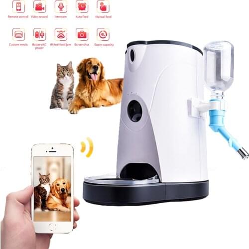 Smart Wifi Automatic Cat Feeder Pet Food Dispenser Feeding Bowl APP Control Voice Recording Camera Pet Automatic Drinking Bowl