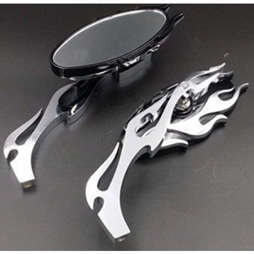 Universal Motorcycle 8mm 10mm Flame Oval Rear View Side Mirrors For Harley Honda Touring Bobber Dirt bike
