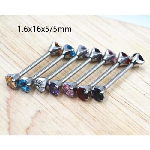 50pcs Body Jewelry DIY Tongue/ Nipple Shield Ring Barbells Straight Bar 14G Two Sides Screw CZ Gems Body Piercing Jewelry