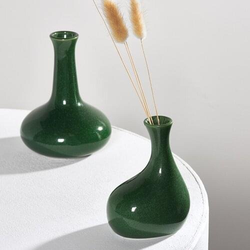 Green Crystal Glaze Ceramic Vase Flower Arrangement Arts Planter Craft Vase Home Decoration