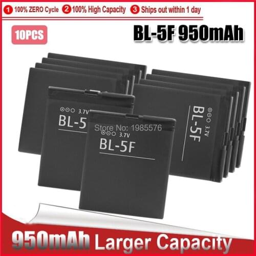 10PCS Lithium Best Replacement Battery BL 5F BL-5F For Nokia E65 N93I N72 N93 N95 N98 N99 6290 6210 X5 6710N Battery