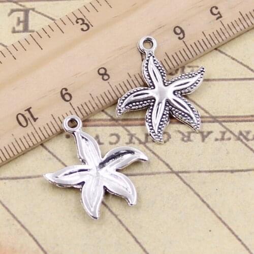 20pcs Charms Starfish 25x23mm Tibetan Bronze Silver Color Pendants Antique Jewelry Making DIY Handmade Craft