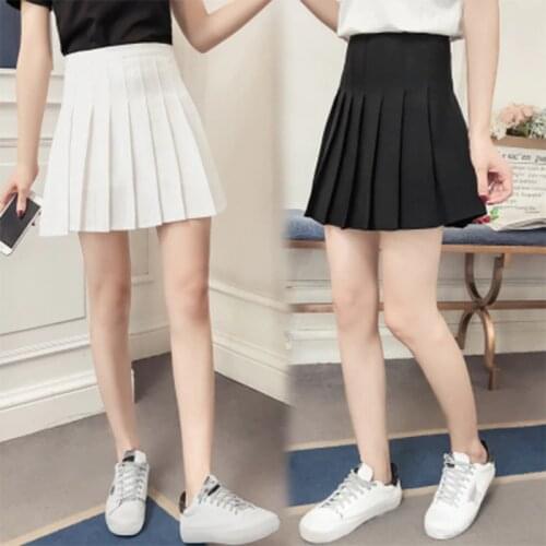 2021 Girls Women Pleated Mini Skirt Slim Waist Casual Tennis uniform Skirt Fashion mujer Solid Vogue #0717
