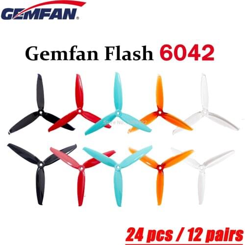 24 pcs/12 pairs Gemfan Flash 6042 6x4.2x3 6 Inch 3-Blade PC CW CCW Propeller for RC Models Multicopter Frame Spare Part Accessor