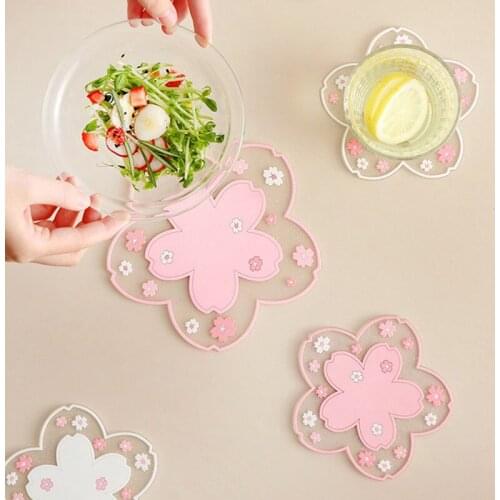 3d Flower Shape Cup Coffee Coaster Heat Insulation Table Mat Non-Slip Mini Table Placemat Table Decoration Accessories