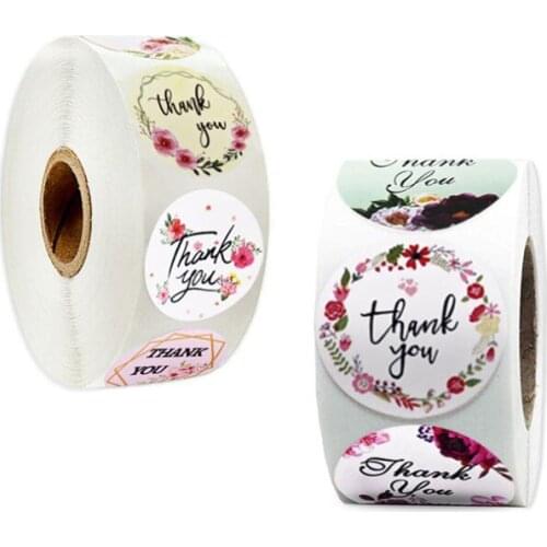 5000pcs/lot wholesale Roll 25MM Flower Thank You Stickers Seal Labels Wedding Party Favors Envelope Supplies Stationery