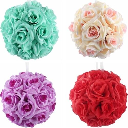 Free Shipping 6" Wedding Silk Pomander Kissing Ball Artificial Flower Ball Ornament For Wedding Garden Market Decoration