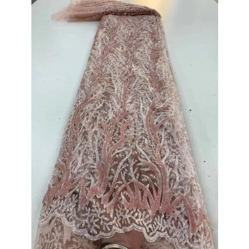 Glitter Lace Fabric SYJ-328885 High Quality Lace With Beads Latest African Embroidery Tulle Lace Fabric Nigerian Lace
