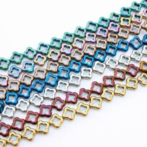 1 strand/lot Hematite Loose Beads Four Leaf Clover DIY Beads Color Coated Beads For Jewelry Making Accessories RHLB1042