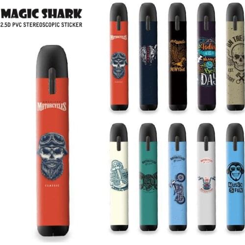 Fashion 2.5d Stereo Skull Motorbike Tiger Electronic Cigarette PVC Film Sticker Case Cover For Myblu