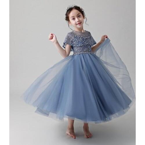 Flower Girl Dress Fluffy Tulle High Low Ball Gown for Wedding Party Princess Dress Children Clothes 2-12Y E20260