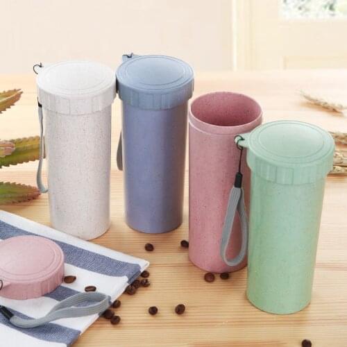 340ml Travel Eco-friendly Wheat Straw Heat Insulated Coffee Tea Cup Water Bottle Outdoor Bicycle Sports Drinking Water Bottles