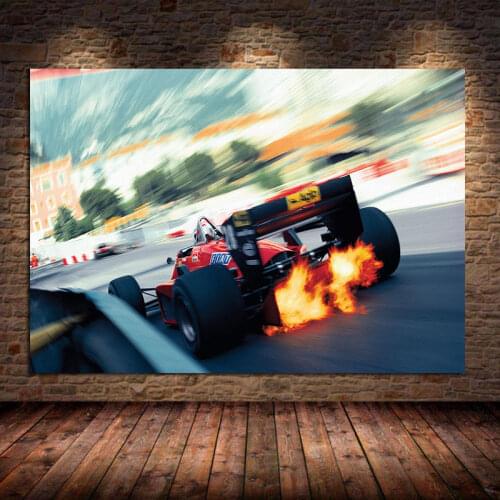 F1 Sport Racing Car With Fire Canvas Painting Posters Prints On Nordic Wall Art Picture for Living Noom Home Decoration Unframed