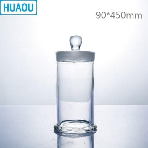 HUAOU 90*450mm Specimen Jar with Knob and Ground-In Glass Stopper Medical Formalin Formaldehyde Display Bottle