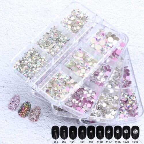 Flatback Crystal AB Non Hotfix Rhinestones SS3-SS20 Clear AB Strass For Wedding Nails Art Decoration DIY 3D Jewelry Making