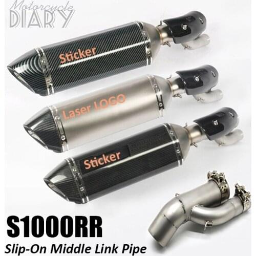 For BMW S1000 RR S1000RR 2017-2018 Muffler Slip-On Middle Link Pipe Connection Exhaust Carbon Fiber Motorcycle Escape Moto Bike