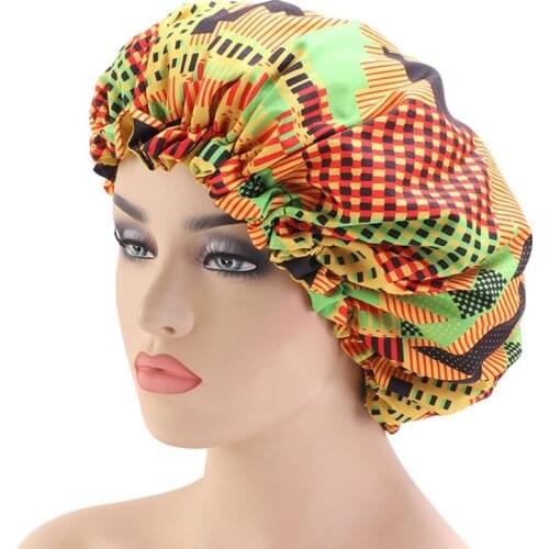 Head Cover 33cm Adjustable Hair Styling Caps Print Large Sleep Fabric Hat Ladies Styling Tool Hair Styling Accessories Jewelry
