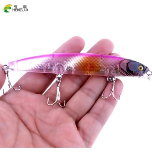 HENGJIA Hot sale 1PCS 12.5CM 15.6G minnow plastic 3d eyes fishing bait long body swimbait crankbait lure Fishing tackle 8 colors