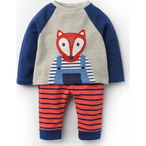 Jumping Meters Tops+Pants 2pcs Boy Clothing Set Fox Appliques Children Sports Suits Kids Fashion Autumn 18 Baby Clothes Outfits