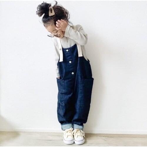 Family Matching Clothes Pants Korean New Mother and Kids Casual Loose Denim Overalls Autumn Baby Boys Girls Jumpsuit Family Look