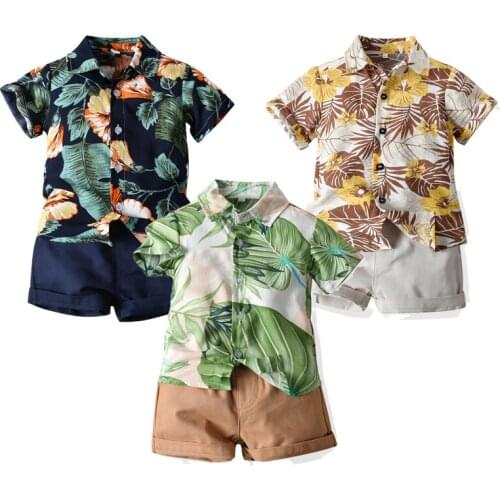 For Children Clothing Set Kids Tales Summer Cotton Beach Short Sleeve Shirt + Shorts Kids Clothes Boys Sets 7 Years 2pcs Overall
