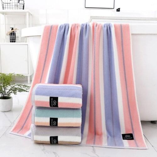 Buy 1 Get 1 Free 70x140cm Cotton Bath Towel Adult Household 360g Shower Towel Striped Bathroom Towel