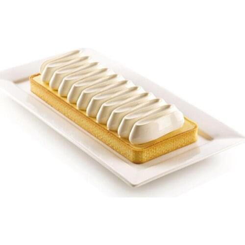 Meibum 9 Cavity Rectangle Silicone Cake Molds Mousse Dessert Baking Tools Stainless Steel Tart Ring Bakeware Set Pastry Moulds