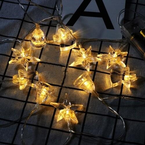 Bells LED String Lights Cute Leds Light for Window Angel Star Pendant Garland Curtain Decoration Battery Power Fairy Guirlande