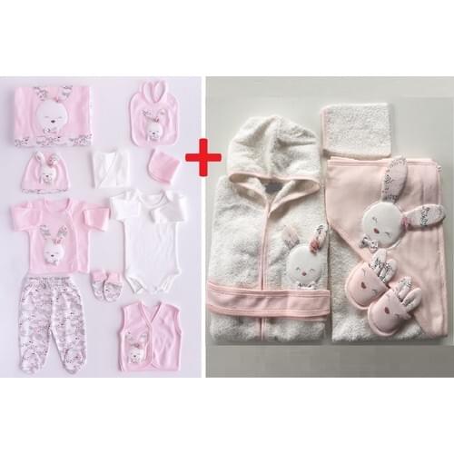 Saharan Cotton Cute Rabbit 4'lü Robe & 10'lu Hospital Output Set