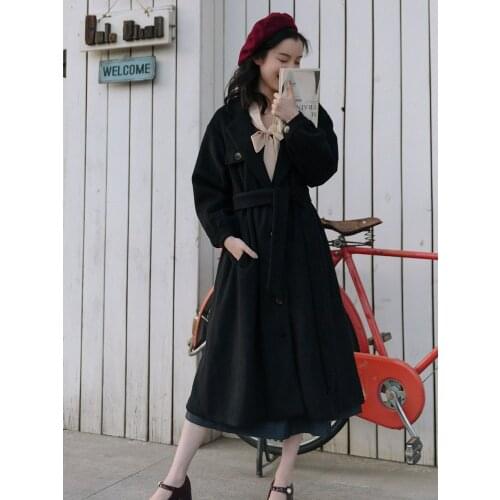 2020 new fashion womens clothing Turn-down Collar Full Vintage Long coats and jackets women