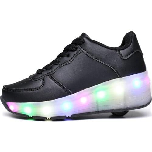 New Children Roller Skate Shoes White Boys Girls 2020 LED Light Sneakers with Wheel Boy Girl Casual Shoe Zapatillas Ruedas