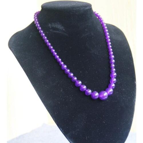 New 6-14mm Natural Purple Amethyst Necklace gift for women girls beads stones Jasper jade 18inch Jewelry making d