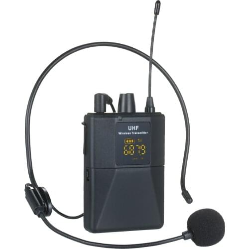 Portable UHF Microphone Set & 1 Receiver 2 Transmitter 2 Lavalier Mic 2 Headset Mic Rechargeable Receiver Frequency Modulation