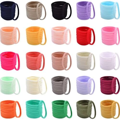 20 PCS/lot Women Solid Colors Nylon Elastic Scrunchie Hair Band for Girls Ponytail Holder Rubber Bands Headband Hair Accessories